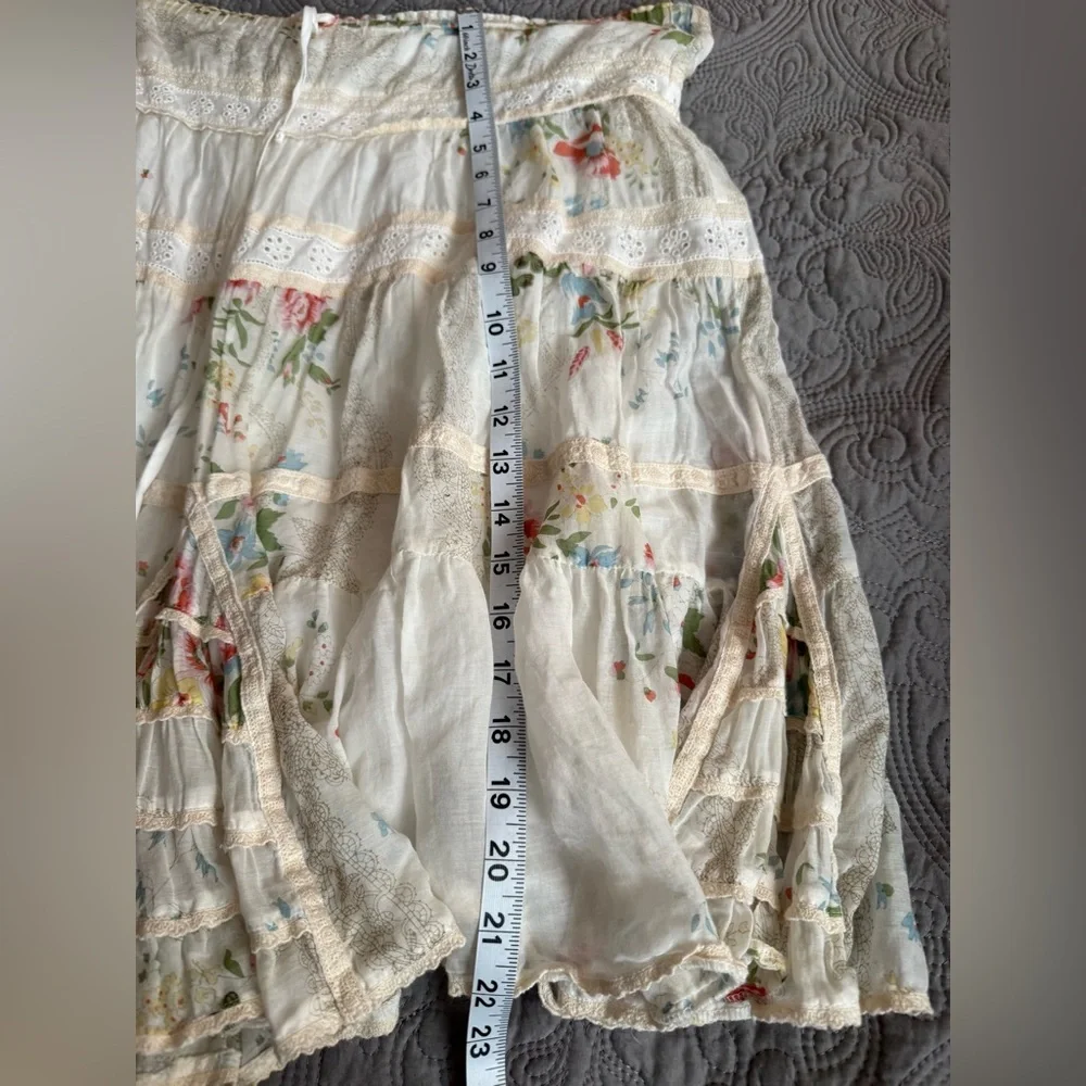 Vintage Johnny Was Floral Cream Skirt Sz M🎀 - Picture 4 of 11